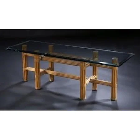 54" Rectangle Rattan Frame Cocktail Table